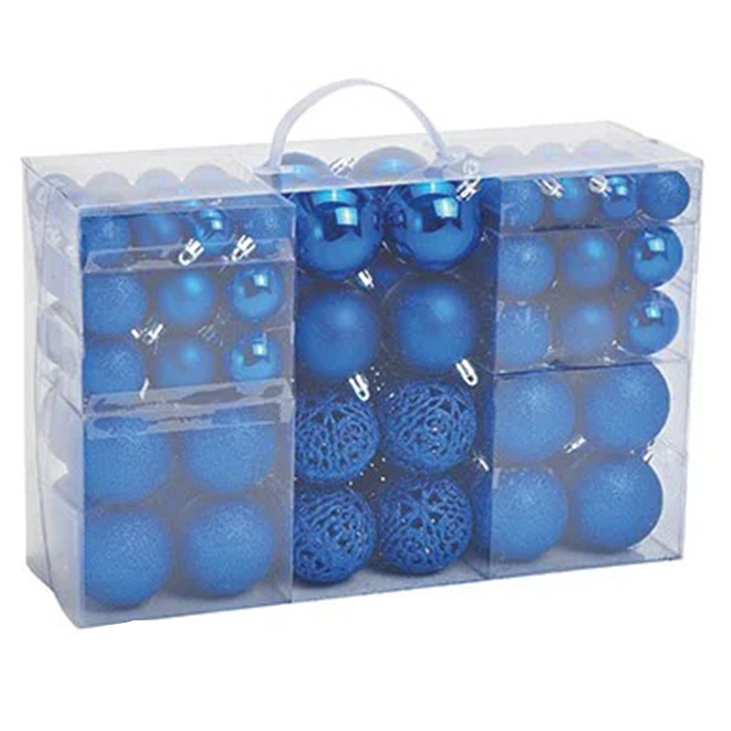 100x Kunststof kerstballen blauw 3, 4 en 6 cm