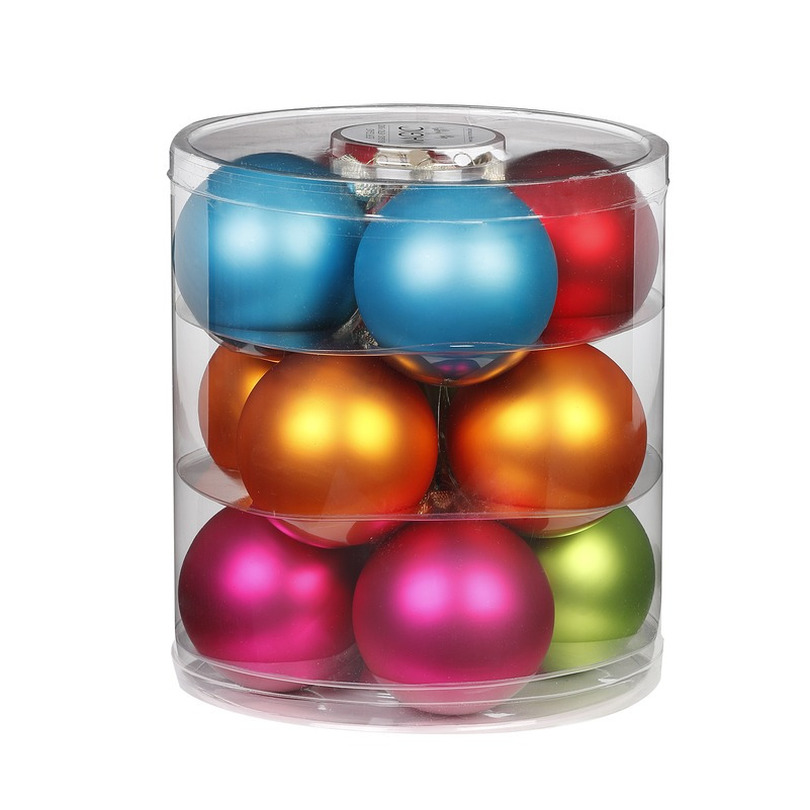 12x stuks glazen kerstballen gekleurd 8 cm glans en mat