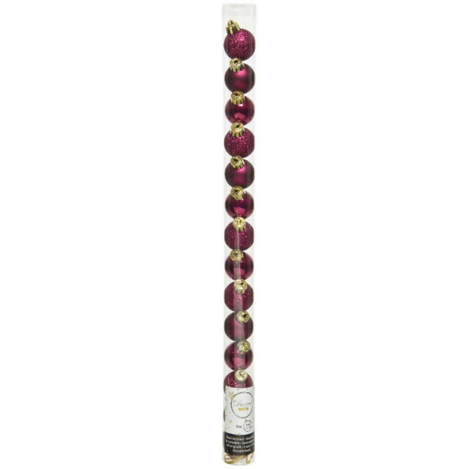 Controle Uitvoerder Slank 14x stuks kleine kunststof kerstballen framboos roze (magnolia) 3 cm voor  kerst bestellen, Kerst decoratie winkel met 14x stuks kleine kunststof  kerstballen