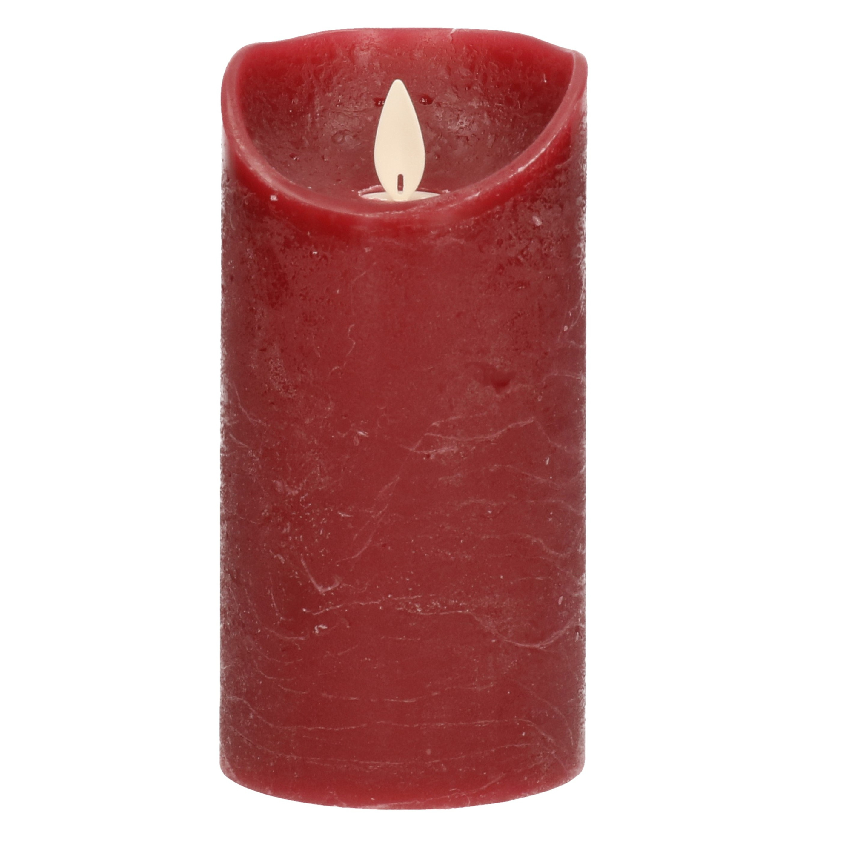 1x Bordeaux rode LED kaarsen - stompkaarsen met bewegende vlam 15 cm