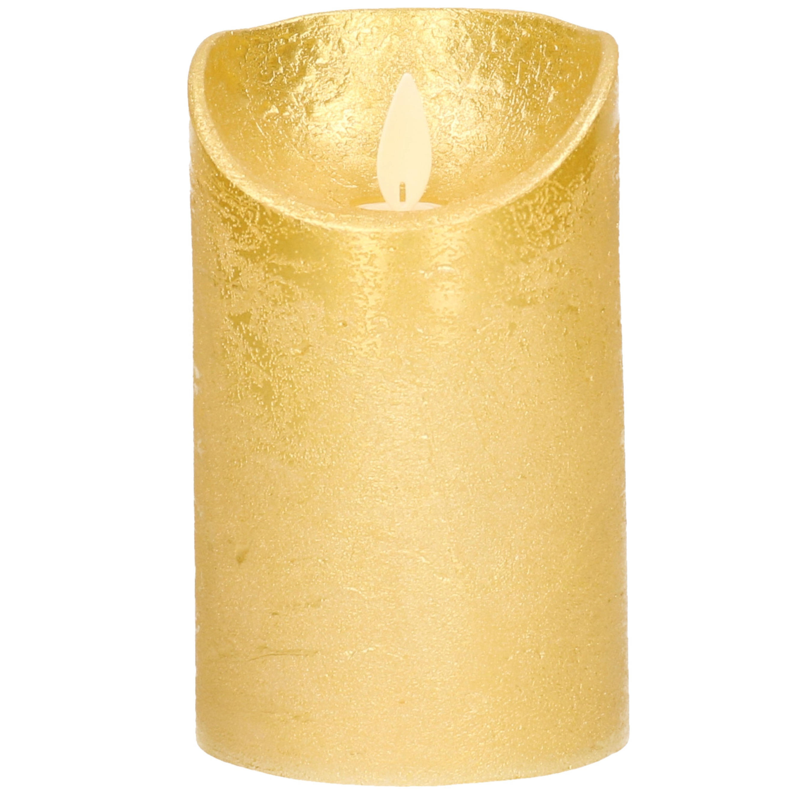 1x Gouden LED kaarsen - stompkaarsen met bewegende vlam 12,5 cm