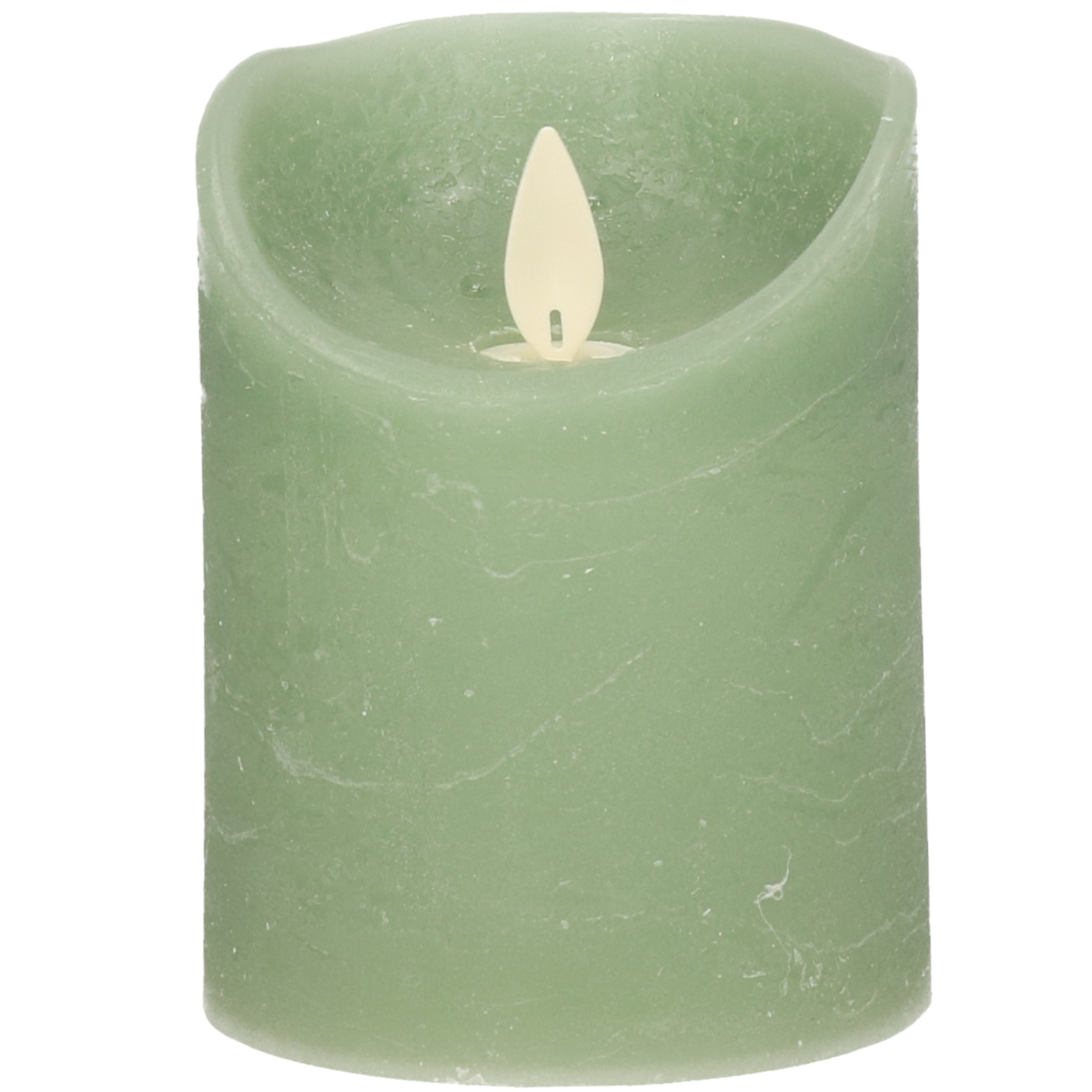 1x Jade groene LED kaarsen - stompkaarsen met bewegende vlam 10 cm