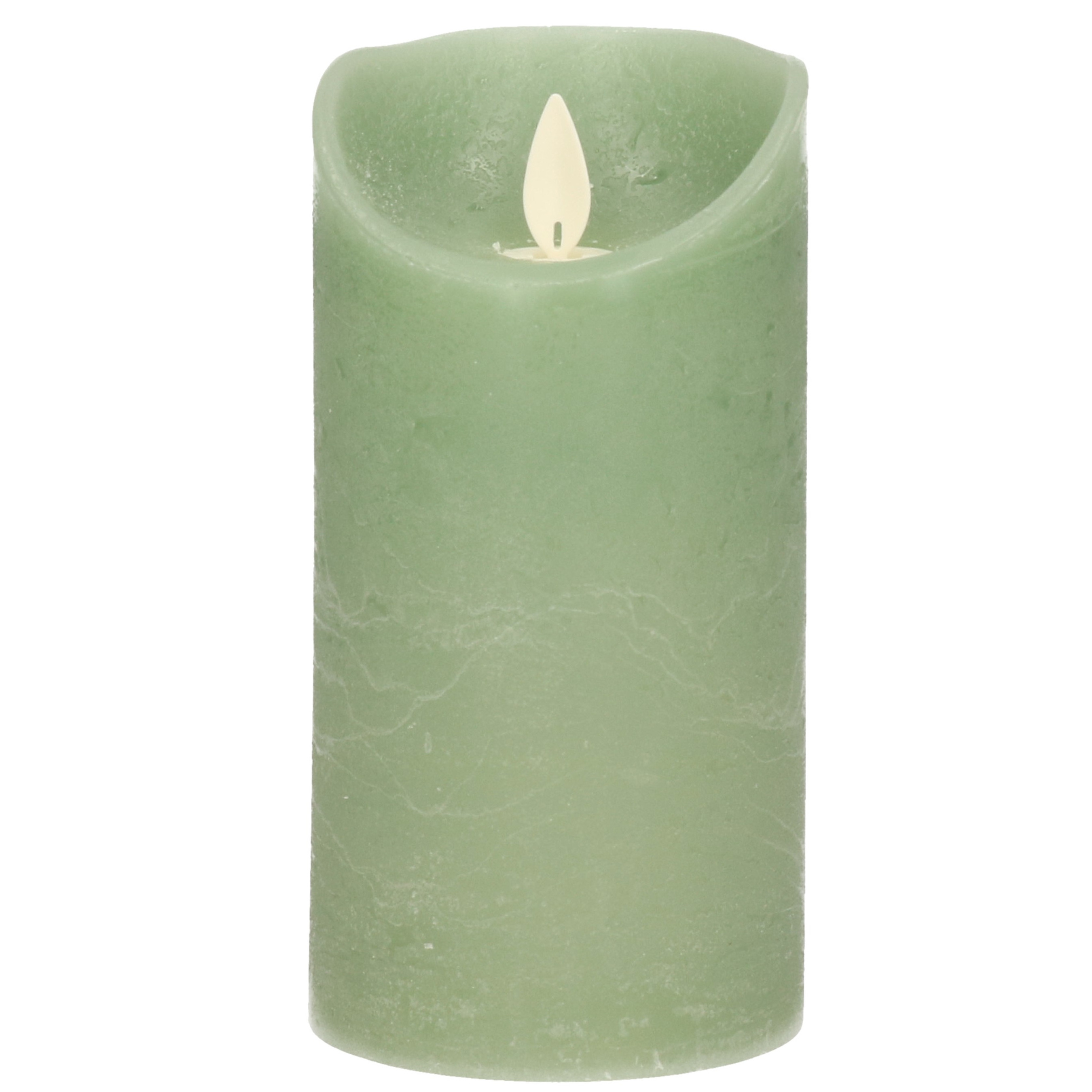 1x Jade groene LED kaarsen - stompkaarsen met bewegende vlam 15 cm