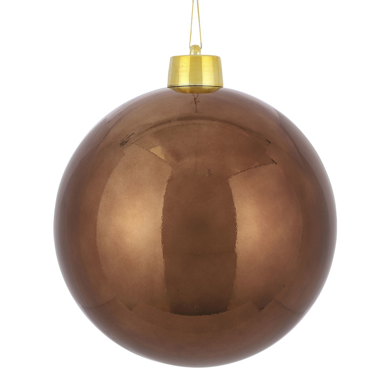 1x Mega kunststof decoratie kerstballen kastanje bruin 25 cm