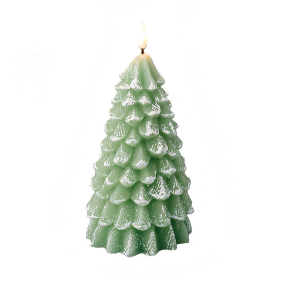 1x stuks led kaarsen kerstboom kaars groen D10 x H22 cm