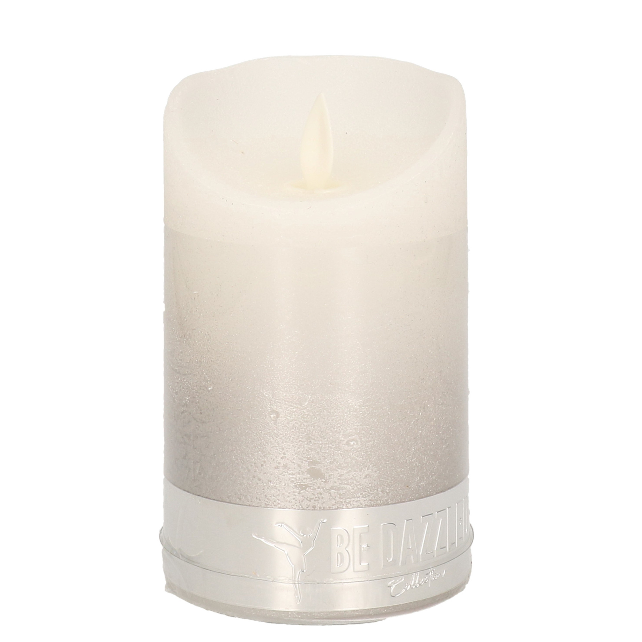 1x Zilver/witte LED kaarsen/stompkaarsen 12,5 cm