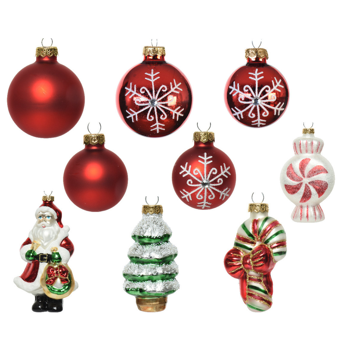 20x stuks glazen kerstornamenten-hangers figuurtjes en kerstballen rood x stuks kerstornamenten-k
