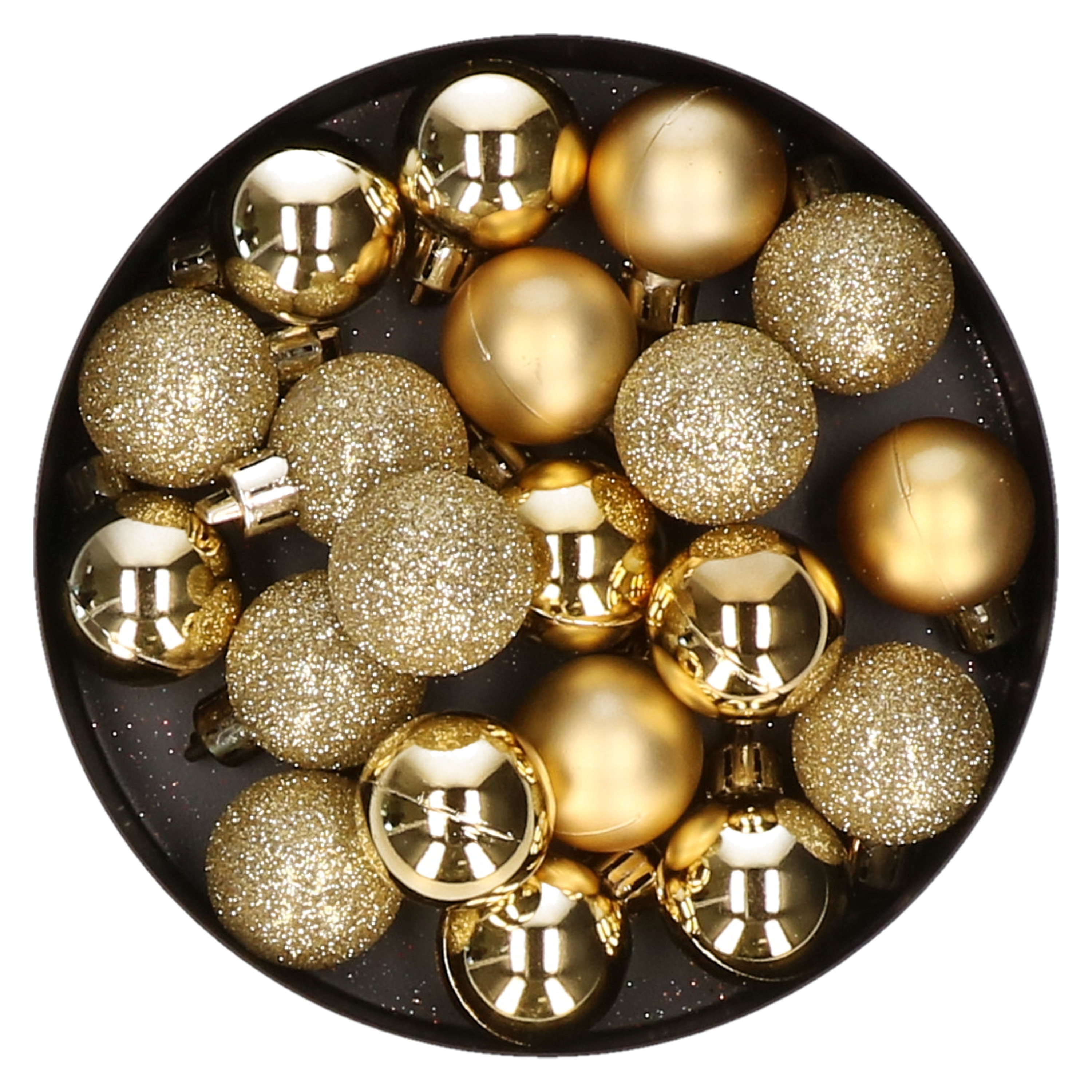 20x stuks kleine kunststof kerstballen goud 3 cm mat/glans/glitter