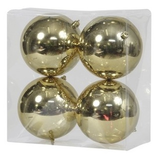 4x Gouden kerstballen 12 cm kunststof glans