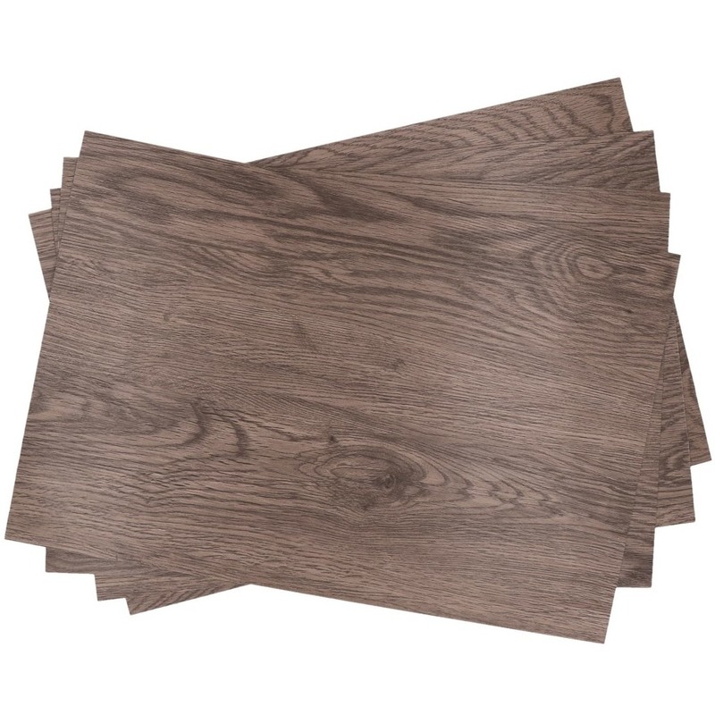 4x Placemats bruine hout print 45 cm