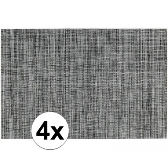 4x Placemats met geweven print grijs 45 x 30 cm