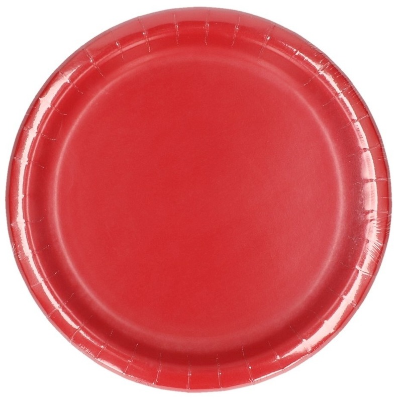 8x Rode bordjes van karton 23 cm