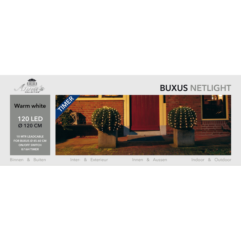 Buxus verlichting lichtnetten met timer 120 lampjes warm wit 120 cm
