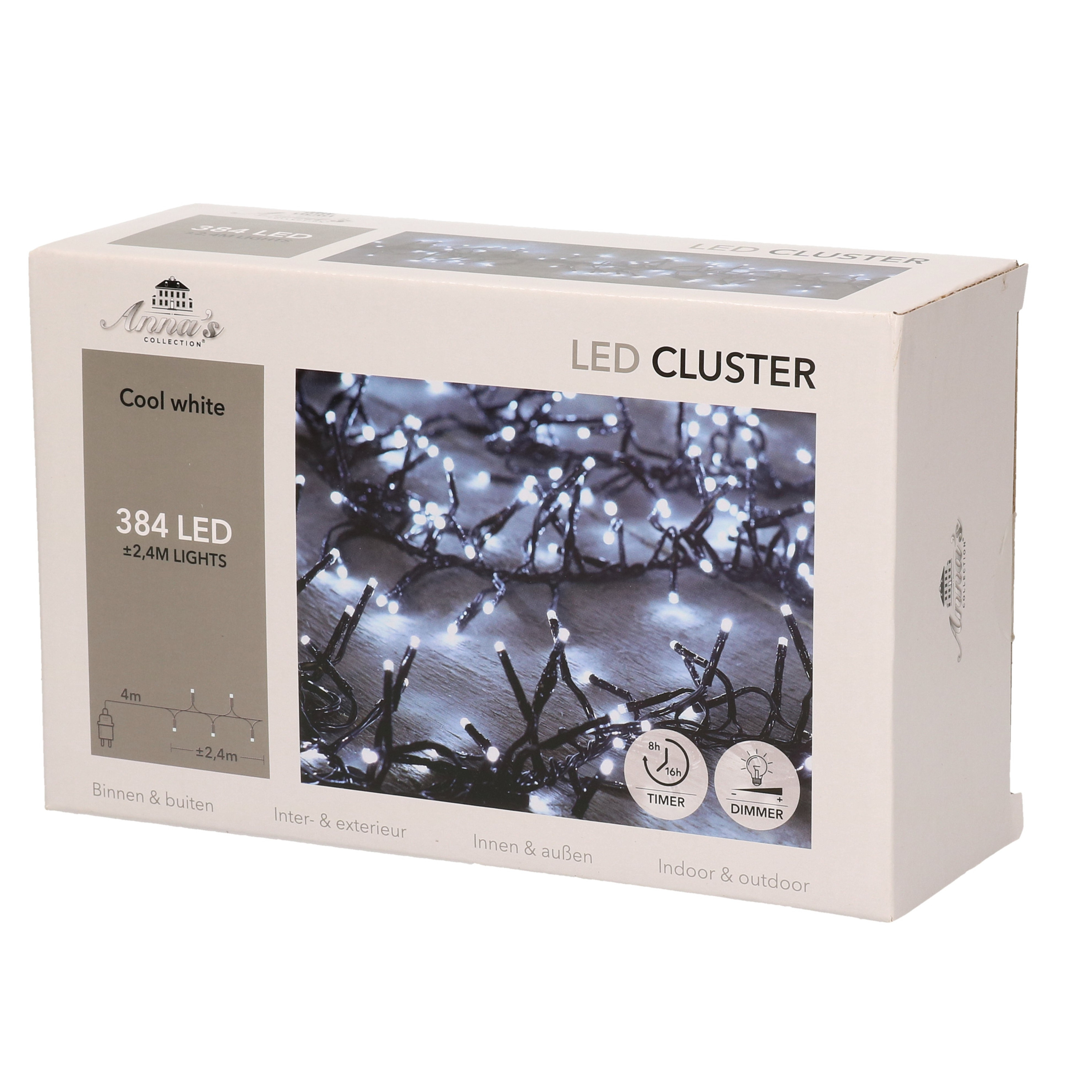 Clusterverlichting helder wit buiten 384 lampjes met timer kerstverlichting