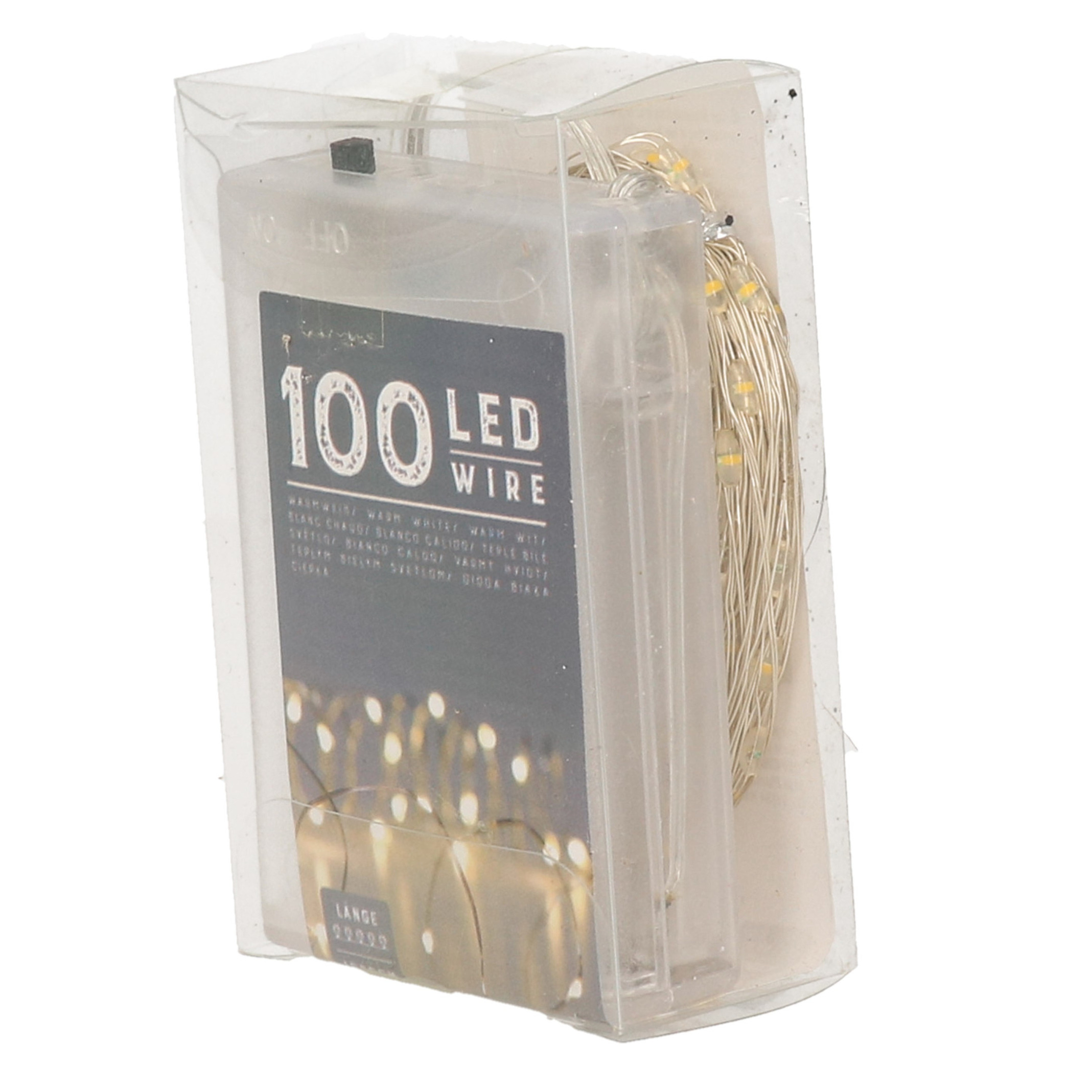 Draadverlichting lichtsnoer met 100 lampjes warm wit op batterij 1000 cm