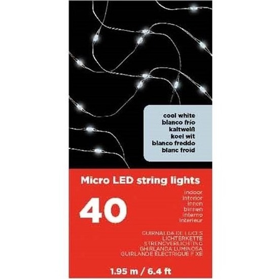 Draadverlichting zilverdraad 40 witte lampjes - 195 cm