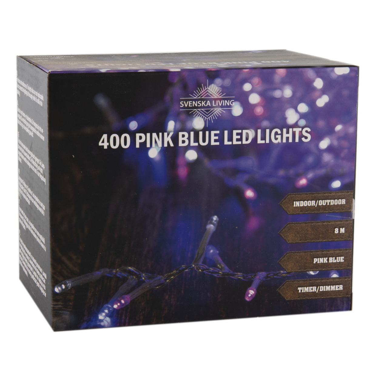 Feestverlichting lichtsnoer roze/blauw 400 lampjes 800 cm lichtsnoer met timer