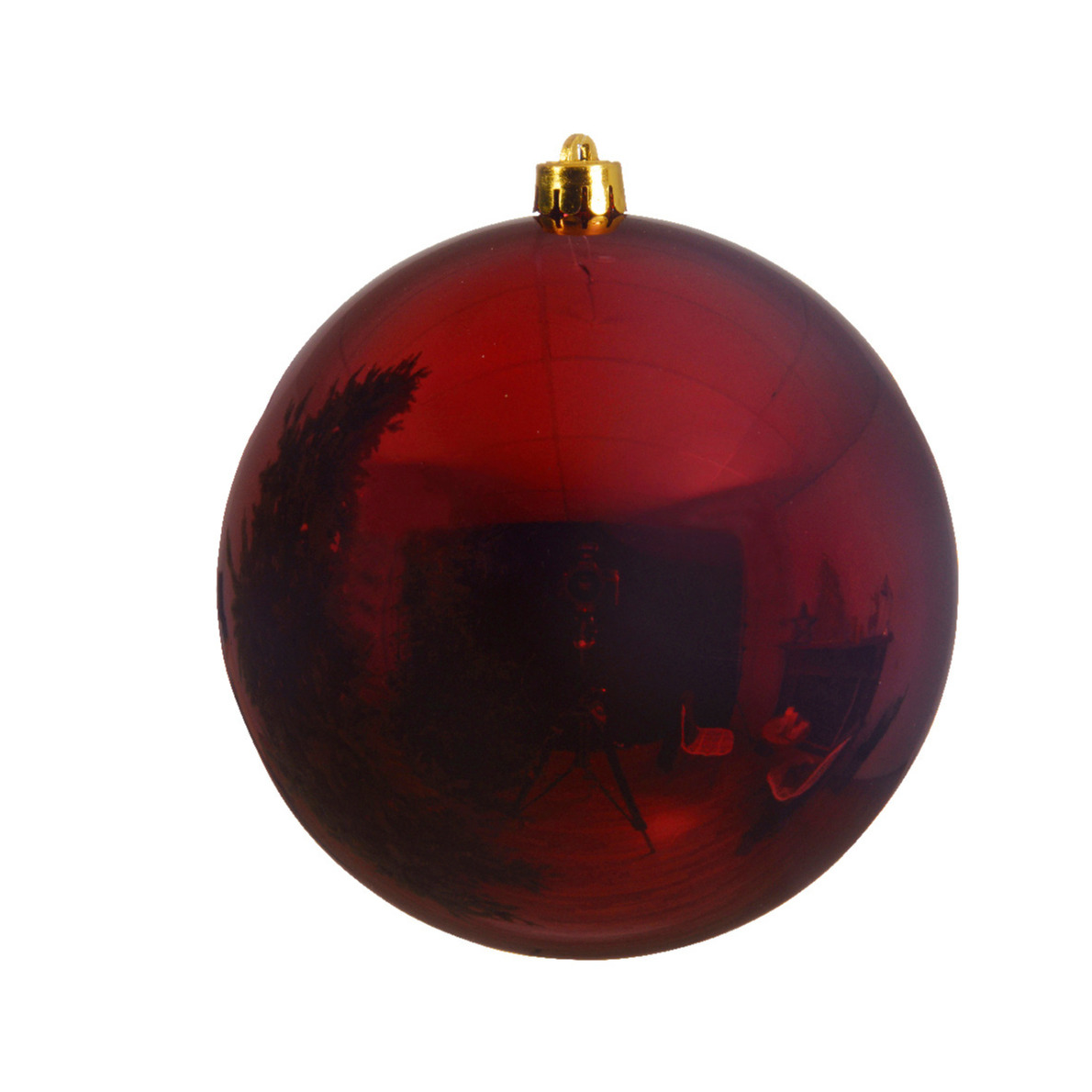 Grote decoratie kerstbal 25 cm donkerrood kunststof