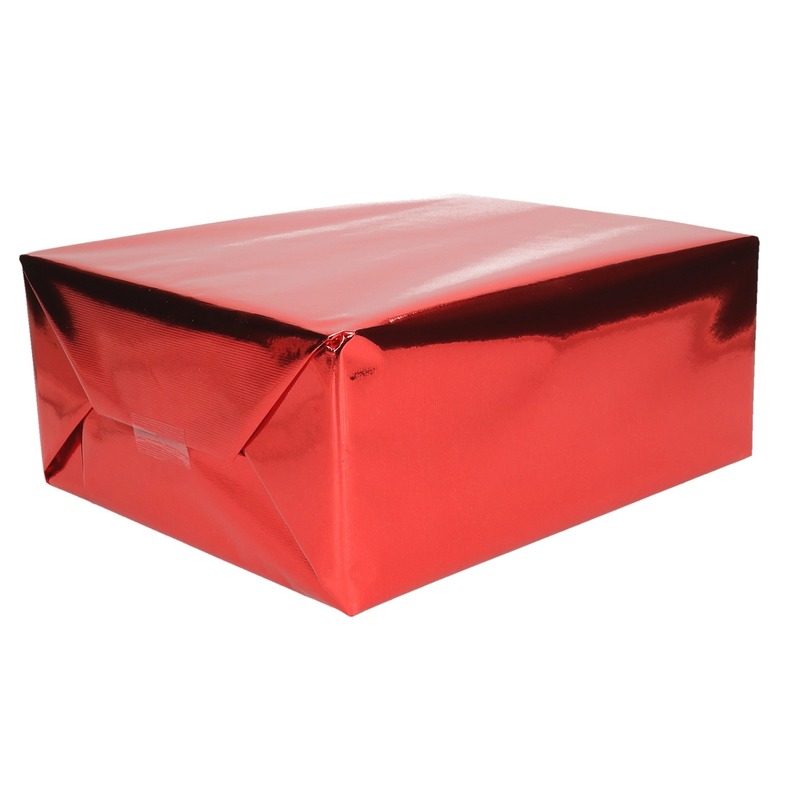 Inpakpapier/cadeaupapier - 400 x 50 cm - metallic rood