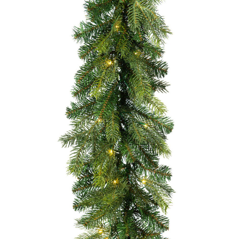 Kerst dennenslinger guirlande groen met verlichting 20 x 270 cm twinkelend