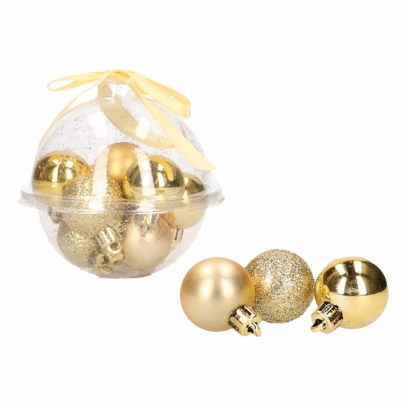 Kerstboom decoratie gouden mini kerstballetjes 3 cm 12 stuks