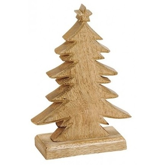 Kerstdecoratie houten kerstbomen - kerstboompjes 20 cm