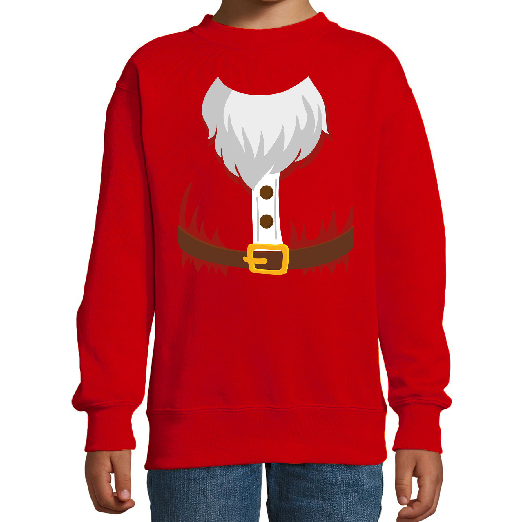 Kerstman kostuum verkleed sweater - trui rood voor kinderen