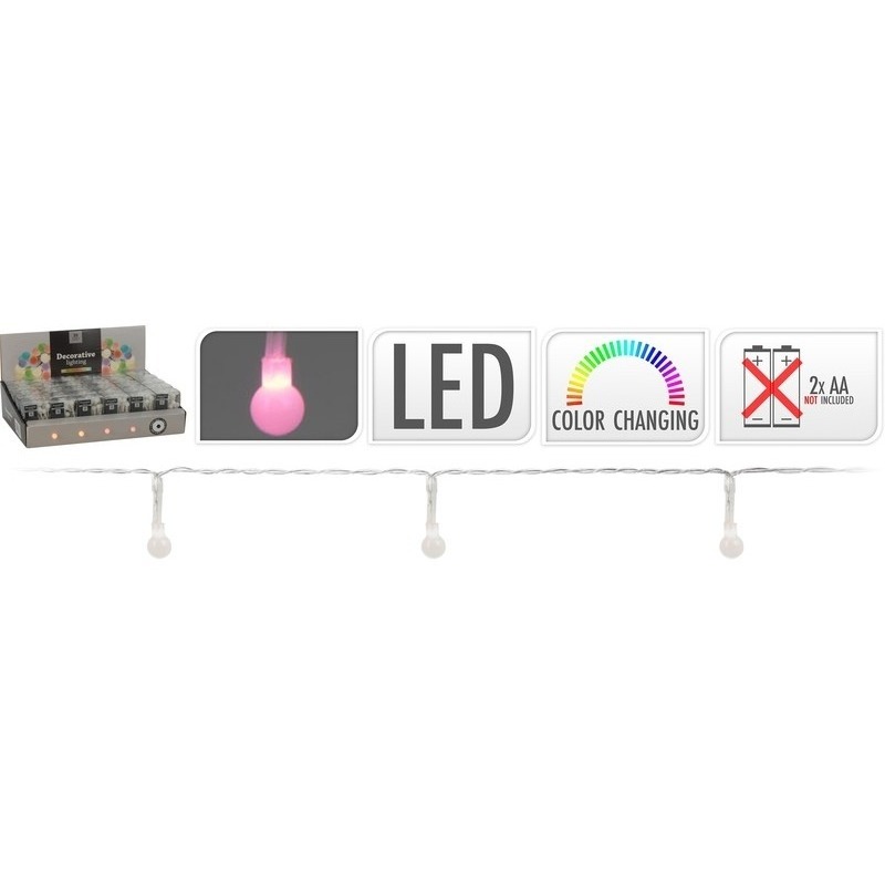 Kerstverlichting gekleurd LED lichtsnoer 200 cm op batterijen