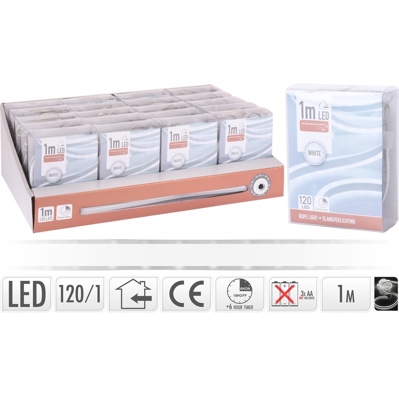 Lichtslang LED strip op batterij helder wit binnen 1 meter
