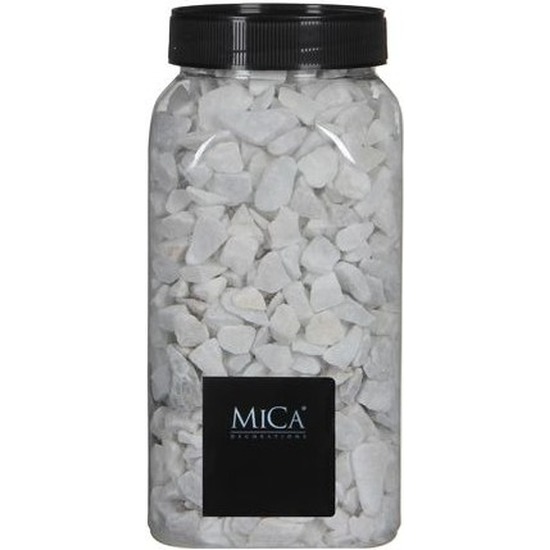 Mica Decorations - witte kiezel stenen - potje van 1 kilo - vaas/bloempot vulling