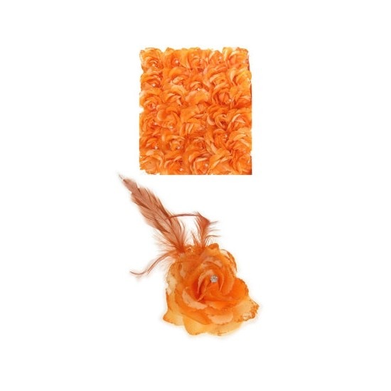 Oranje artikelen deco bloem met speld/elastiek