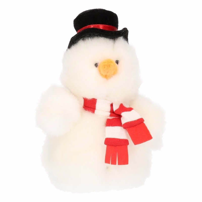 Pluche sneeuwpop knuffel pop 14 cm