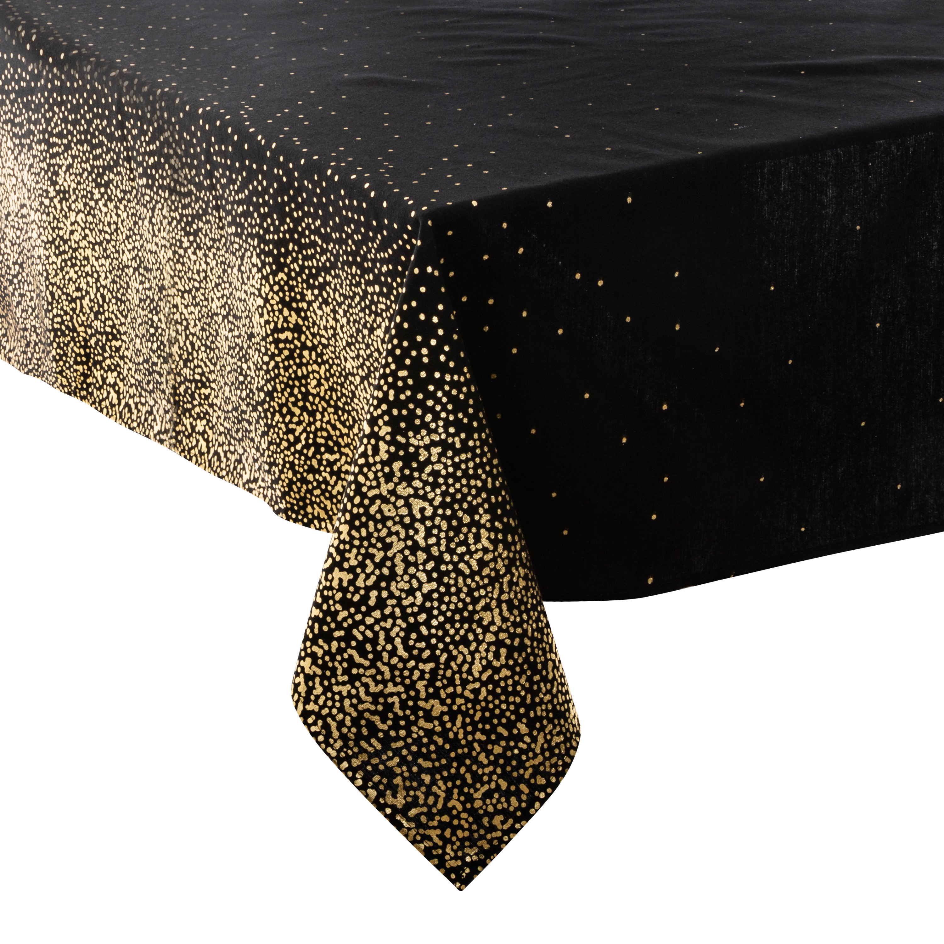 Tafelkleed/tafellaken zwart met gouden glitter van polyester/katoen formaat 140 x 240 cm