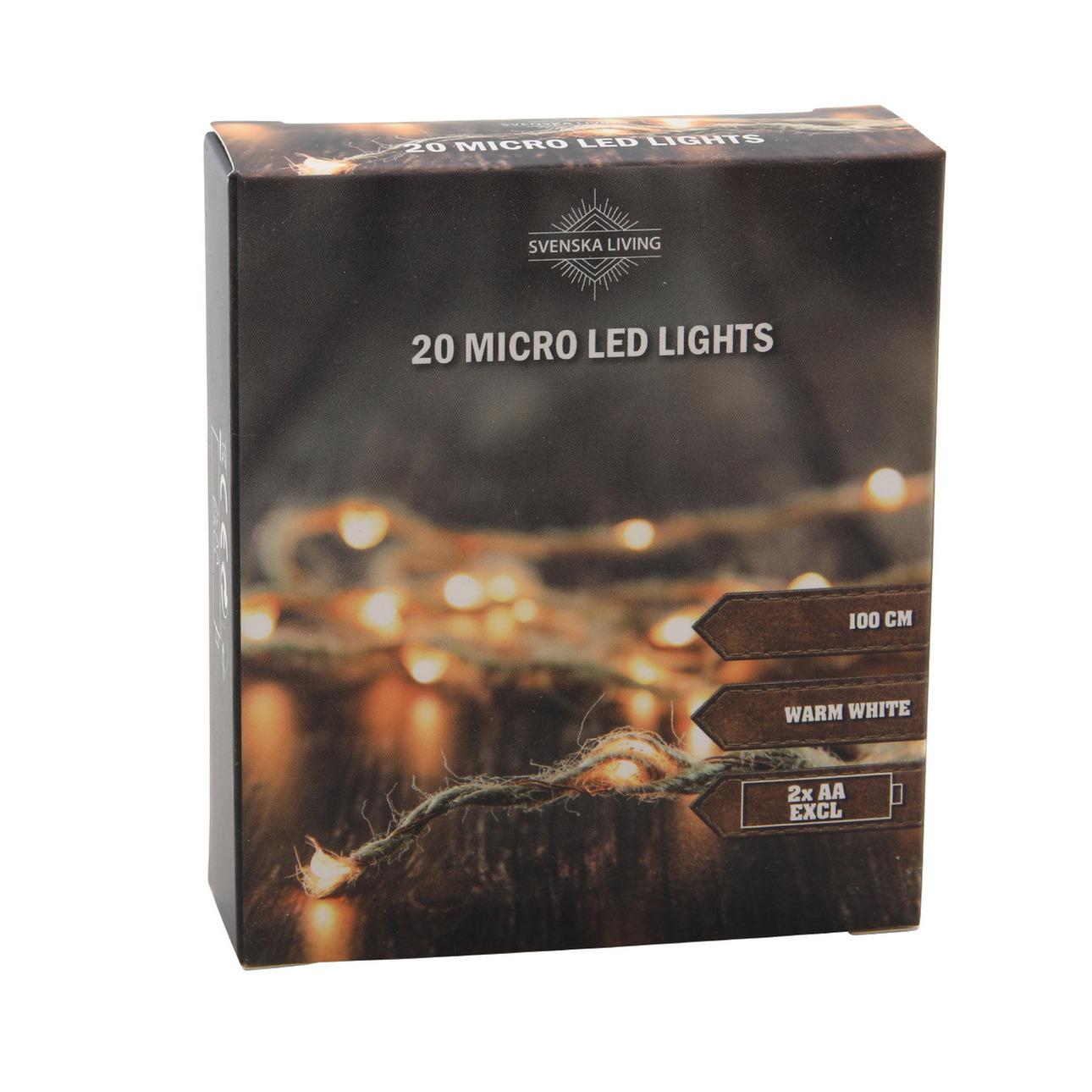 Touwverlichting met 20 micro led lampjes sfeerverlichting op batterij 100 cm