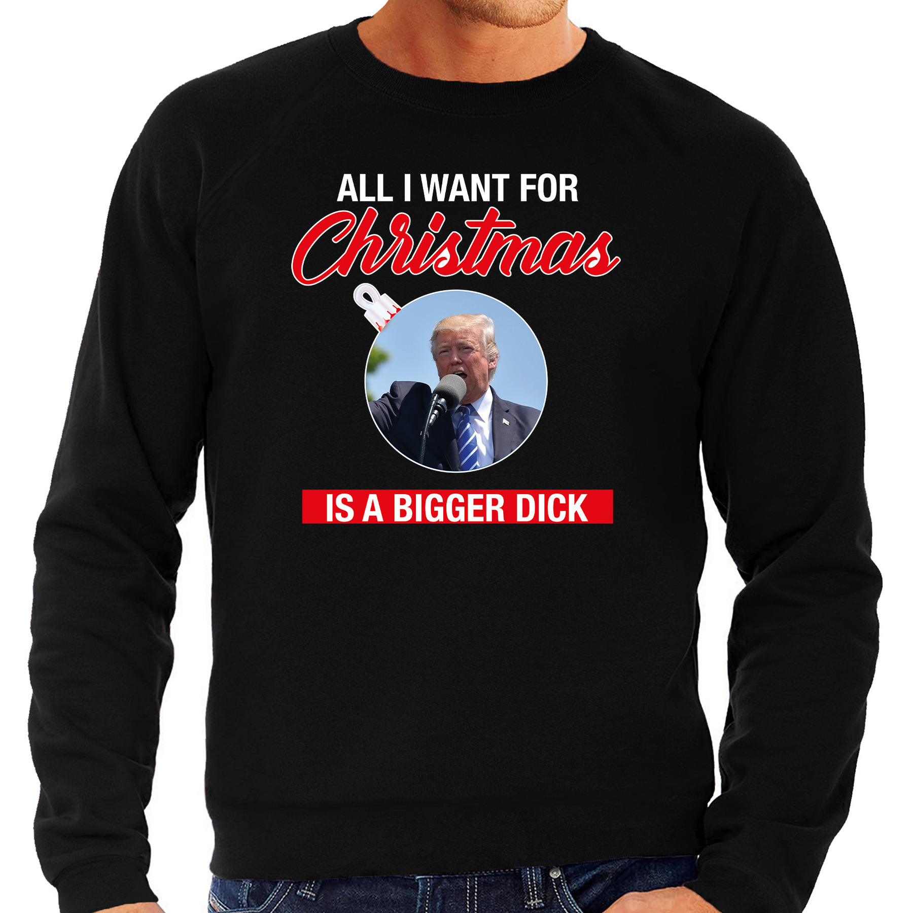 Trump All I want for Christmas foute Kerst sweater - trui zwart voor heren