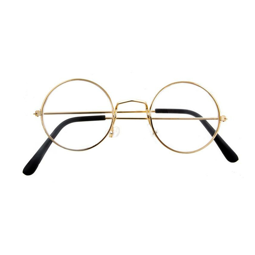 Verkleed bril - rond - goud montuur - voor volwassenen - kerstman/opa/oma