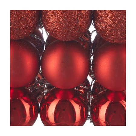 100x Rode kunststof kerstballen 3, 4 en 6 cm glitter, mat, glans