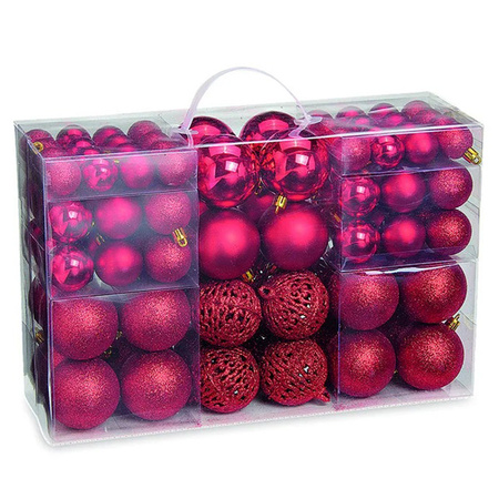 100x Rode kunststof kerstballen 3, 4 en 6 cm