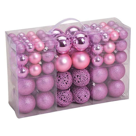 100x Pink plastic Christmas balls 3, 4 and 6 cm