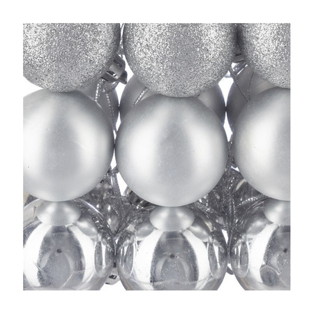 100x Zilveren kunststof kerstballen 3, 4 en 6 cm glitter, mat, glans