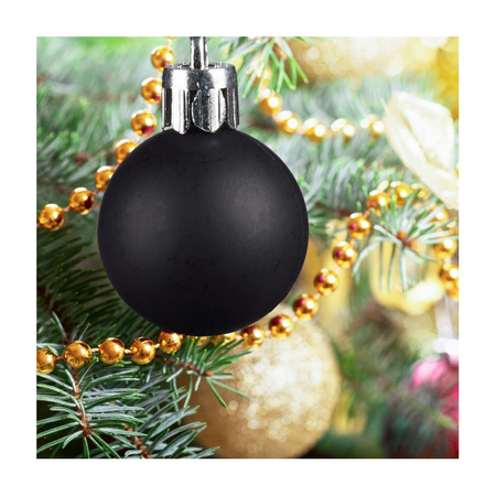 100x Zwarte kunststof kerstballen 3, 4 en 6 cm glitter, mat, glans