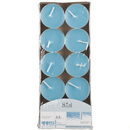 10x Scented tealights candles ocean/blue 3.5 hours