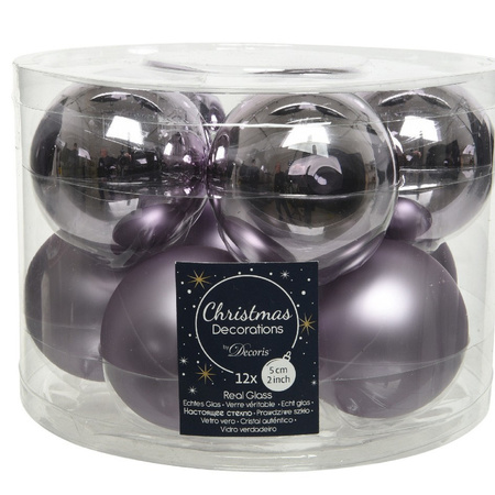 10x Lilac glass Christmas baubles 6 cm shiny/matt