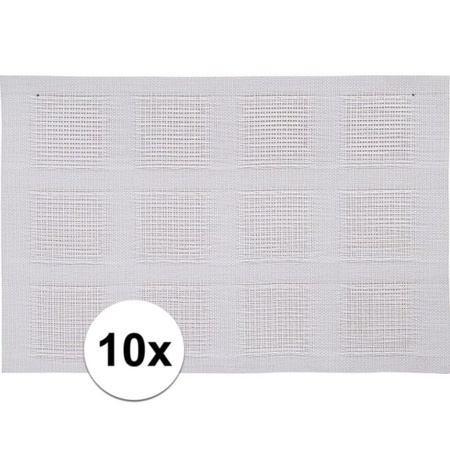 10x Placemats wit geweven/gevlochten 45 x 30 cm