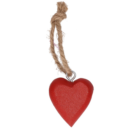 10x Rood hartje aan touwtje 5 cm