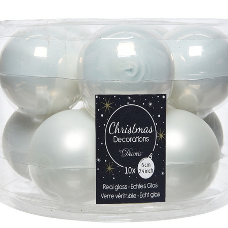 Glazen kerstballen pakket winter wit glans/mat 32x stuks inclusief piek glans