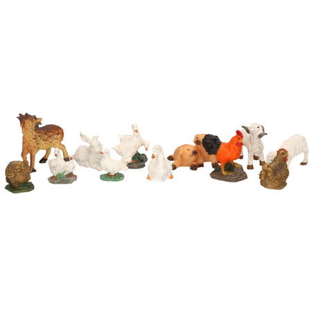 12x Decoratie beeldjes boerderijdieren dierenbeeldjes 
