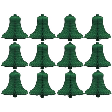 12x Green christmas bells decoration