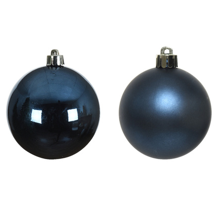 12x Donkerblauwe kerstballen 6 cm kunststof mat/glans