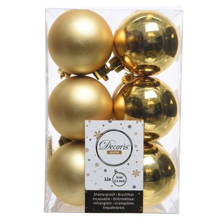 Christmas decorations baubles 6-8-10 cm set mix black/gold 44x pieces